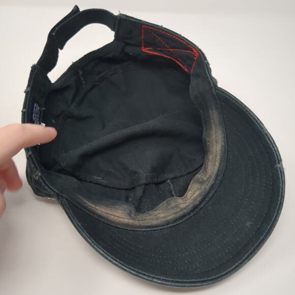 Fleur De Lis Strapback Cadet Army Cap Black One Size Adjustable Rhinestone Ha - Picture 7 of 9